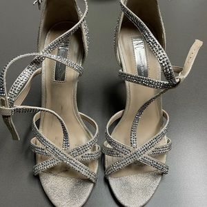 Rhinestone gold strappy high heels